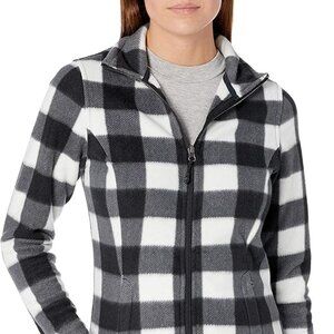 Polar Soft Fleece Jacket Black White Buffalo Plaid Full Zipper Sz XXL NWT